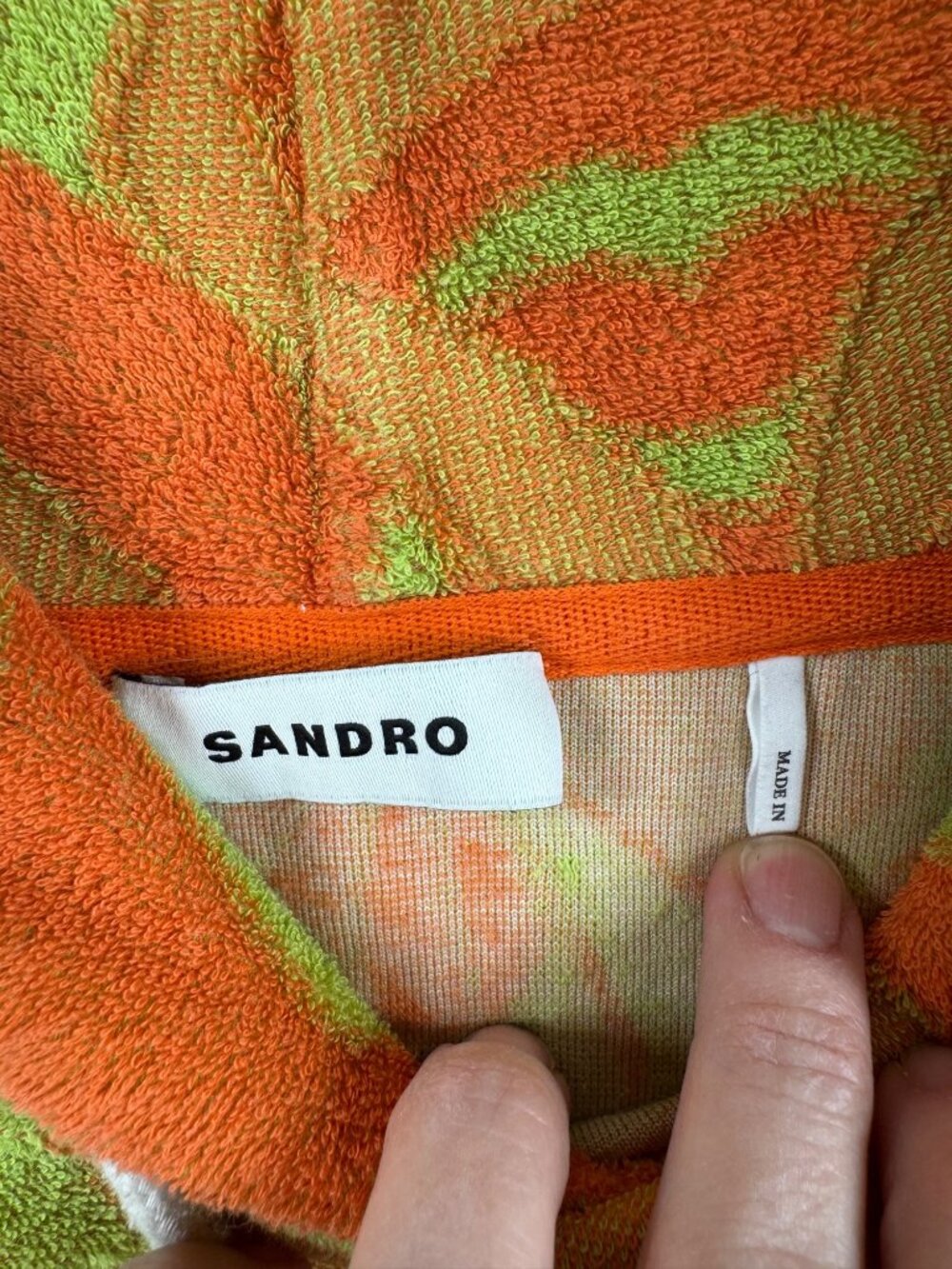 Sandro Mens Psyche Floral Hoodie Sz M Terrycloth - Picture 3 of 13